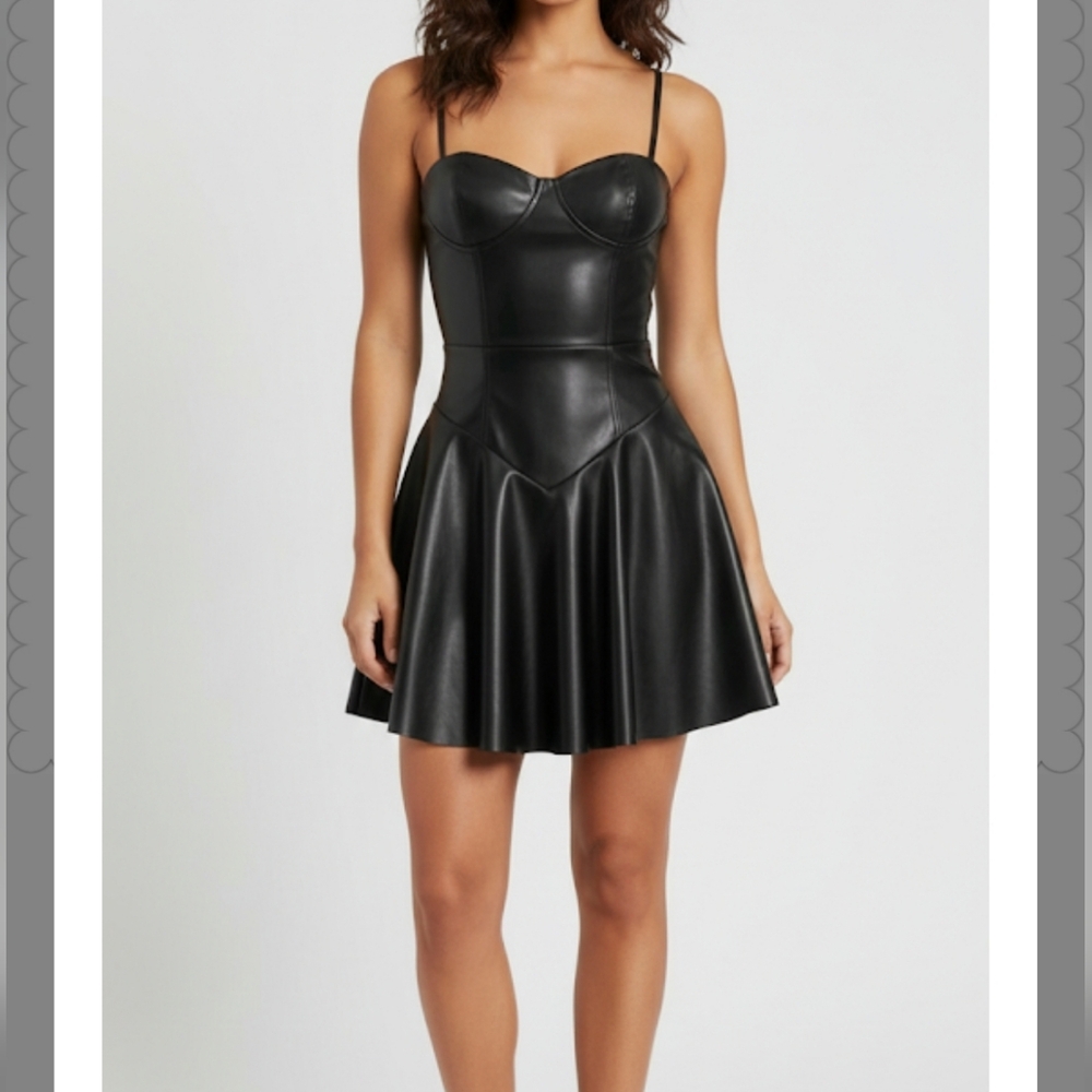Black Faux Leather Cami Dress - Picture 7 of 8